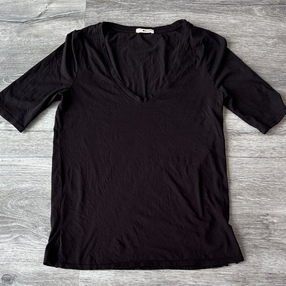 LA Made Classic Black V-Neck Women's Top